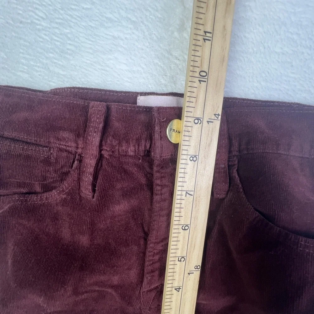 Frame Jeans‎ Womens 25 Dark Red Le High Skinny Corduroy High Rise Ankle Slim - Picture 7 of 10